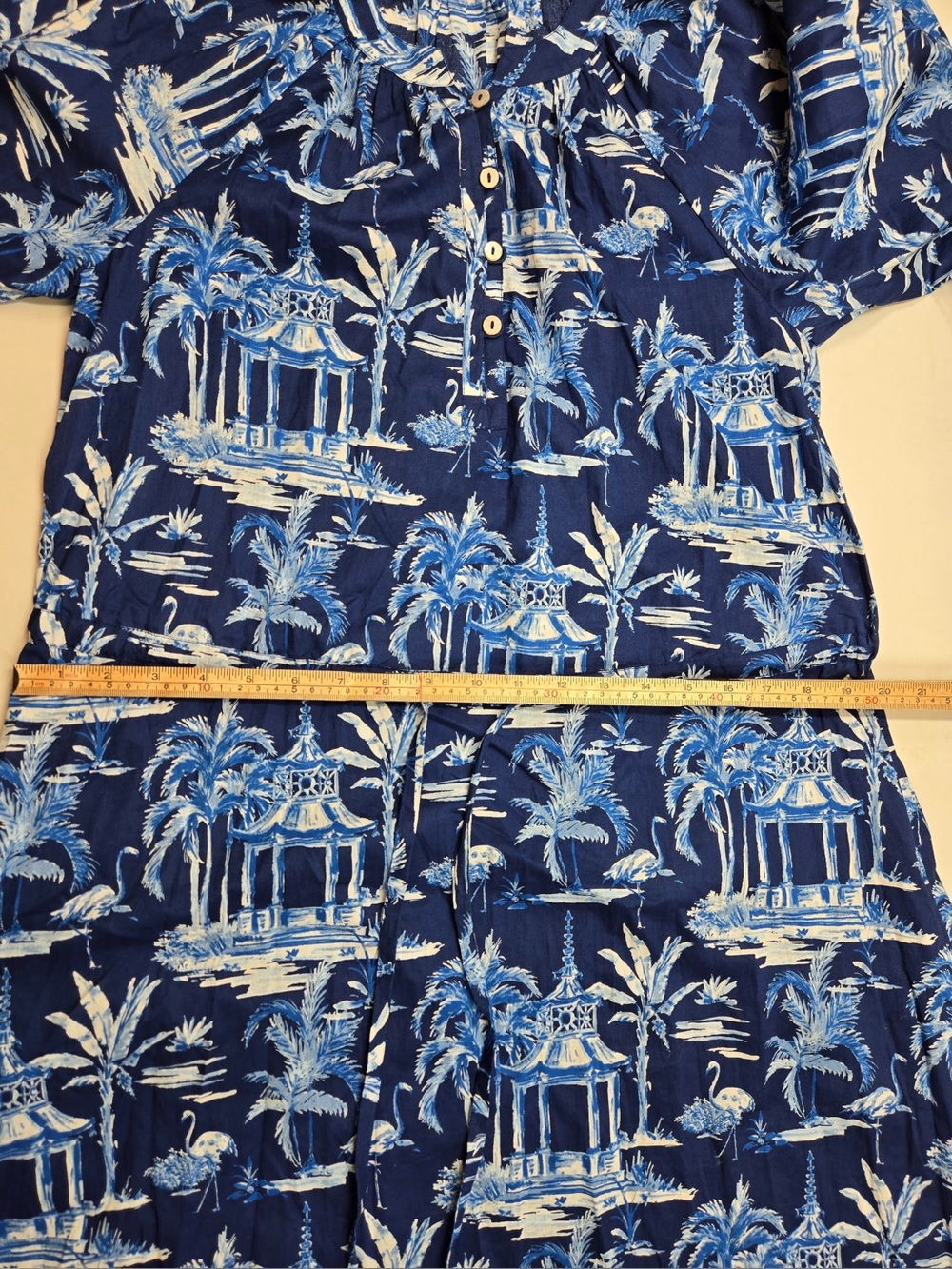 J. MCLAUGHLIN Blue Palm Print Ruffle Midi Dress Women’s XS Resort Coastal - Picture 9 of 12
